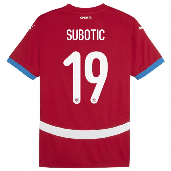 ילדים סרביה Vasilije Subotic #19 אָדוֹם ג'רזי ביתית 24-26 חולצה קצרה