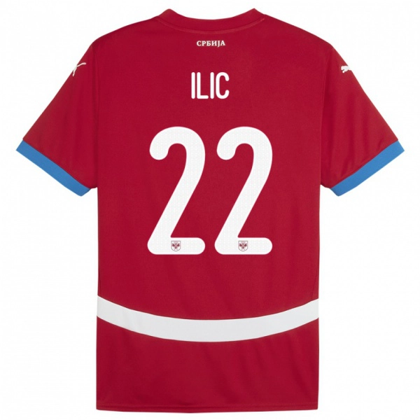 ילדים סרביה Pavle Ilic #22 אָדוֹם ג'רזי ביתית 24-26 חולצה קצרה