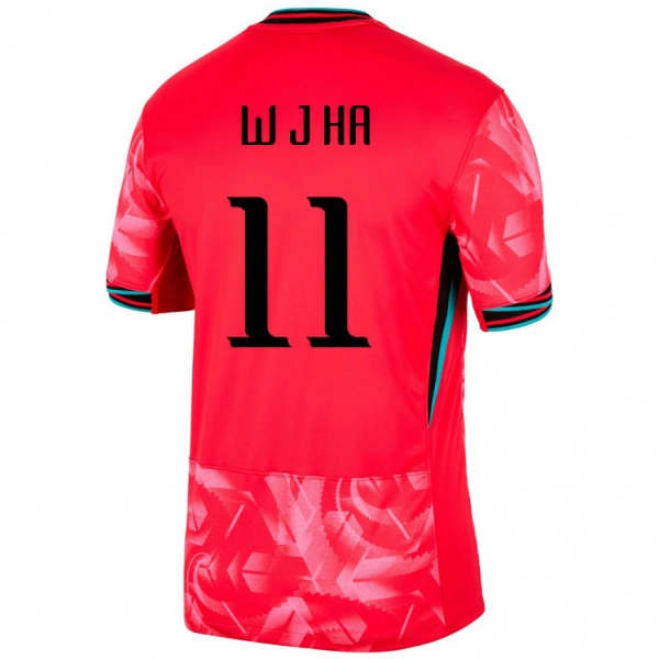 ילדים דרום קוריאה Jung-Woo Ha #11 אָדוֹם ג'רזי ביתית 24-26 חולצה קצרה