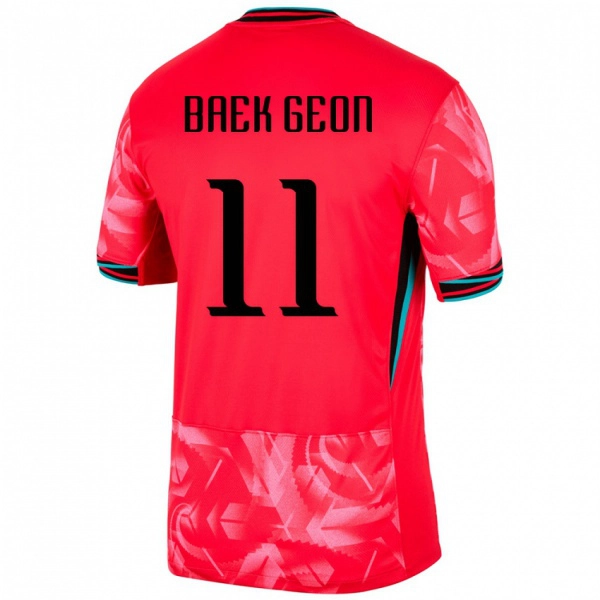 ילדים דרום קוריאה Geon Baek #11 אָדוֹם ג'רזי ביתית 24-26 חולצה קצרה