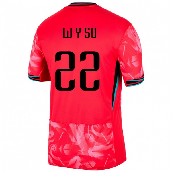 ילדים דרום קוריאה Yoon-Woo So #22 אָדוֹם ג'רזי ביתית 24-26 חולצה קצרה
