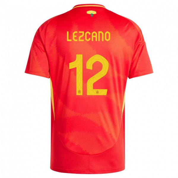 ילדים ספרד Álvaro Lezcano #12 אָדוֹם ג'רזי ביתית 24-26 חולצה קצרה