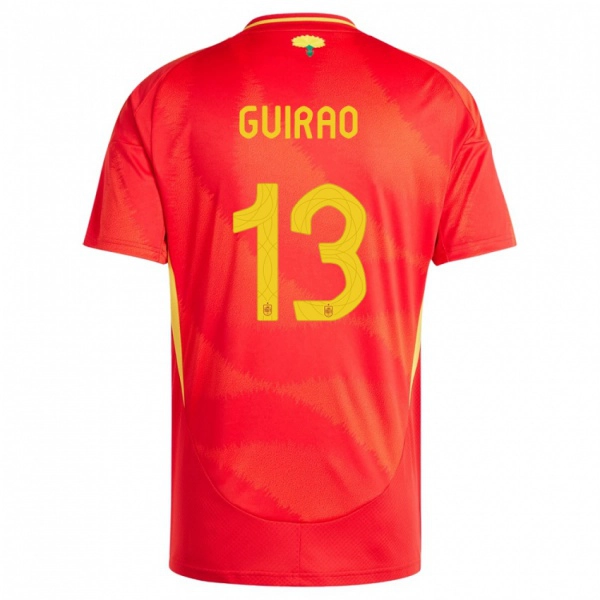 ילדים ספרד Carlos Guirao #13 אָדוֹם ג'רזי ביתית 24-26 חולצה קצרה