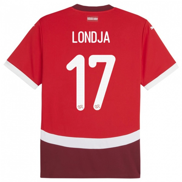 ילדים שווייץ Ruben Londja #17 אָדוֹם ג'רזי ביתית 24-26 חולצה קצרה