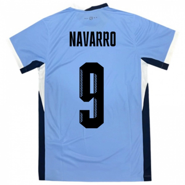ילדים אורוגוואי Lautaro Navarro #9 לבן שחור ג'רזי ביתית 24-26 חולצה קצרה