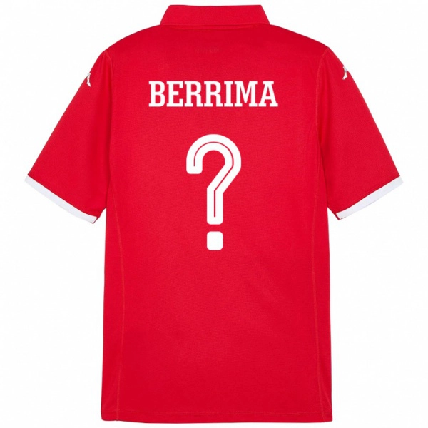 ילדים תוניסיה Zied Berrima #0 אָדוֹם ג'רזי ביתית 24-26 חולצה קצרה