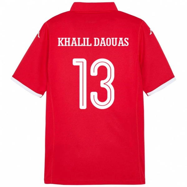 ילדים תוניסיה Mohamed Khalil Daouas #13 אָדוֹם ג'רזי ביתית 24-26 חולצה קצרה