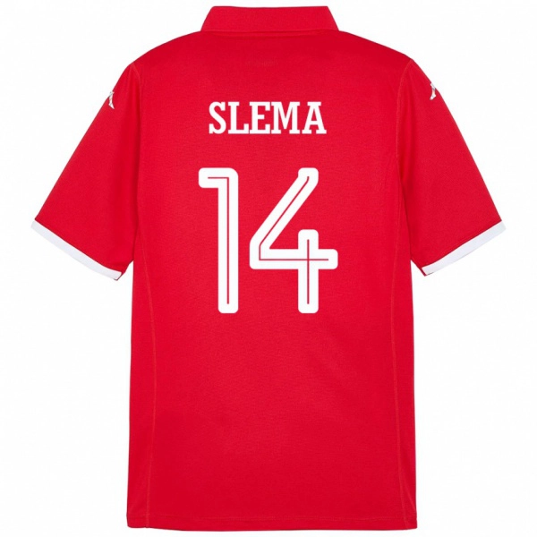 ילדים תוניסיה Mazen Slema #14 אָדוֹם ג'רזי ביתית 24-26 חולצה קצרה