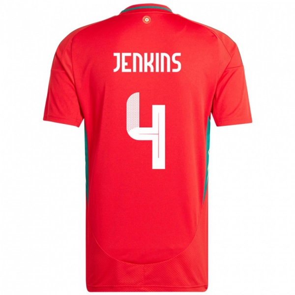 ילדים ויילס Lee Jenkins #4 אָדוֹם ג'רזי ביתית 24-26 חולצה קצרה