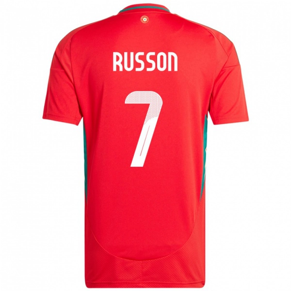 ילדים ויילס Will Russon #7 אָדוֹם ג'רזי ביתית 24-26 חולצה קצרה
