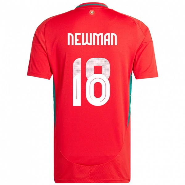 ילדים ויילס Oli Newman #18 אָדוֹם ג'רזי ביתית 24-26 חולצה קצרה
