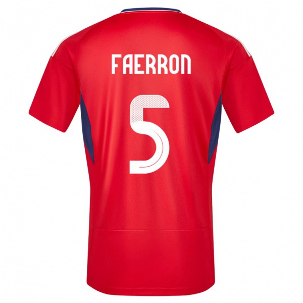ילדים קוסטה ריקה Fernán Faerron #5 אָדוֹם ג'רזי ביתית 24-26 חולצה קצרה