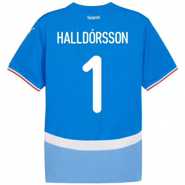 ילדים אִיסלַנד Elmar Ágúst Halldórsson #1 כְּחוֹל ג'רזי ביתית 24-26 חולצה קצרה