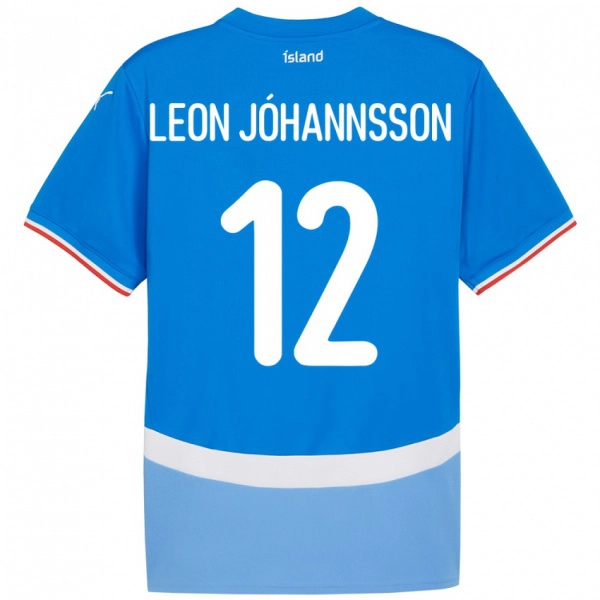 ילדים אִיסלַנד Marten Leon Jóhannsson #12 כְּחוֹל ג'רזי ביתית 24-26 חולצה קצרה