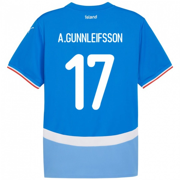 ילדים אִיסלַנד Arnar Bjarki Gunnleifsson #17 כְּחוֹל ג'רזי ביתית 24-26 חולצה קצרה