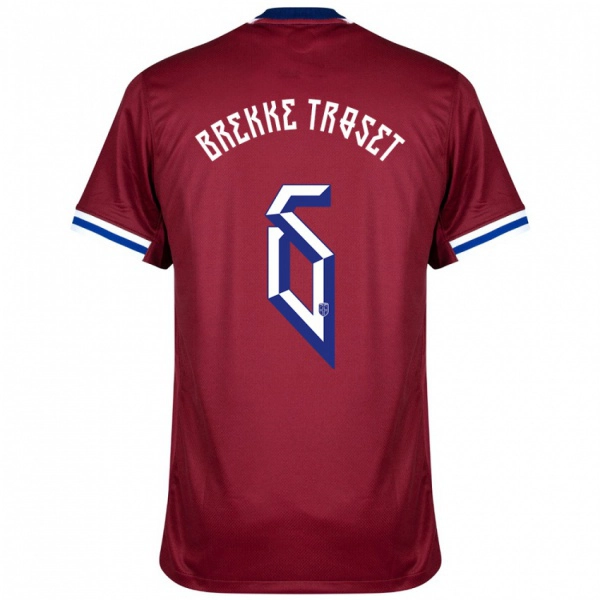 ילדים נורבגיה Henry Brekke Troset #6 אדום כחול לבן ג'רזי ביתית 24-26 חולצה קצרה