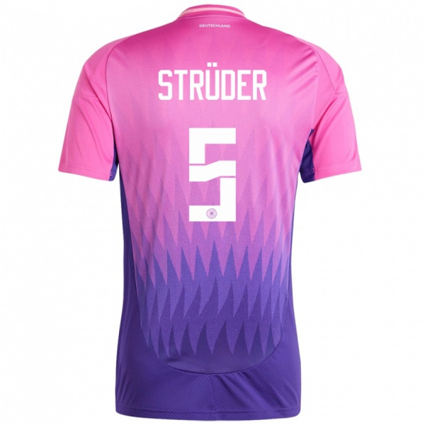 ילדים גרמניה Mika Strüder #5 ורוד סגול הרחק ג'רזי 24-26 חולצה קצרה