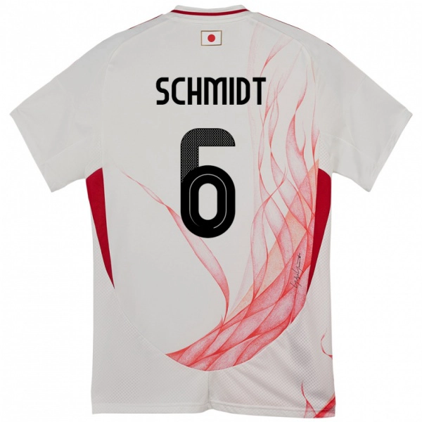 ילדים יַפָּן Nick Schmidt #6 לָבָן הרחק ג'רזי 24-26 חולצה קצרה