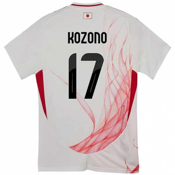 ילדים יַפָּן Seishiro Kozono #17 לָבָן הרחק ג'רזי 24-26 חולצה קצרה