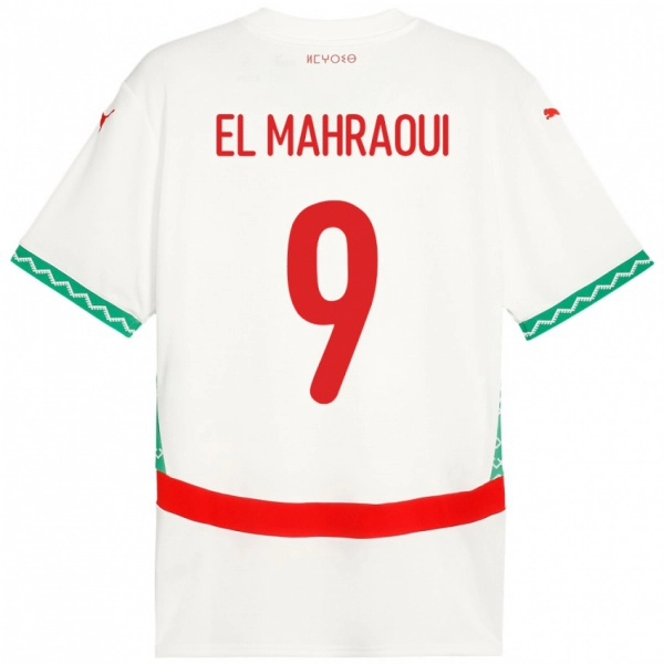 ילדים מָרוֹקוֹ Anas El Mahraoui #9 לָבָן הרחק ג'רזי 24-26 חולצה קצרה