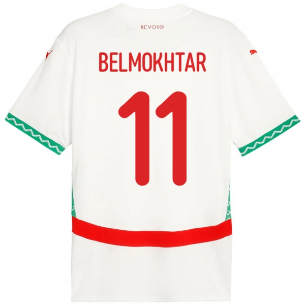 ילדים מָרוֹקוֹ Ilies Belmokhtar #11 לָבָן הרחק ג'רזי 24-26 חולצה קצרה