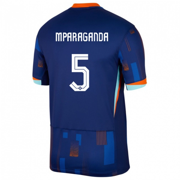 ילדים הולנד Matthew Mparaganda #5 כְּחוֹל הרחק ג'רזי 24-26 חולצה קצרה