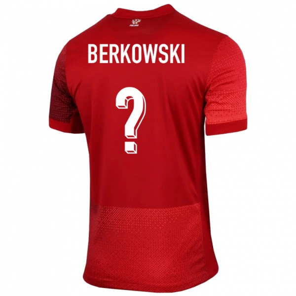 ילדים פולין Kacper Berkowski #0 אָדוֹם הרחק ג'רזי 24-26 חולצה קצרה