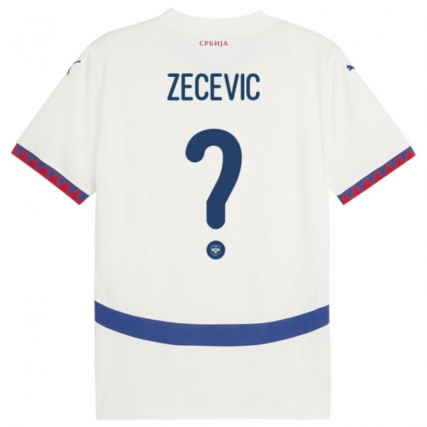 ילדים סרביה Nikola Zecevic #0 לבן הרחק ג'רזי 24-26 חולצה קצרה