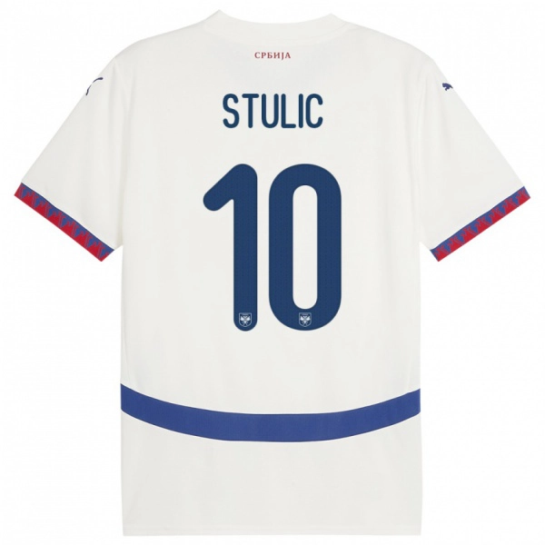 ילדים סרביה Pavle Stulic #10 לבן הרחק ג'רזי 24-26 חולצה קצרה
