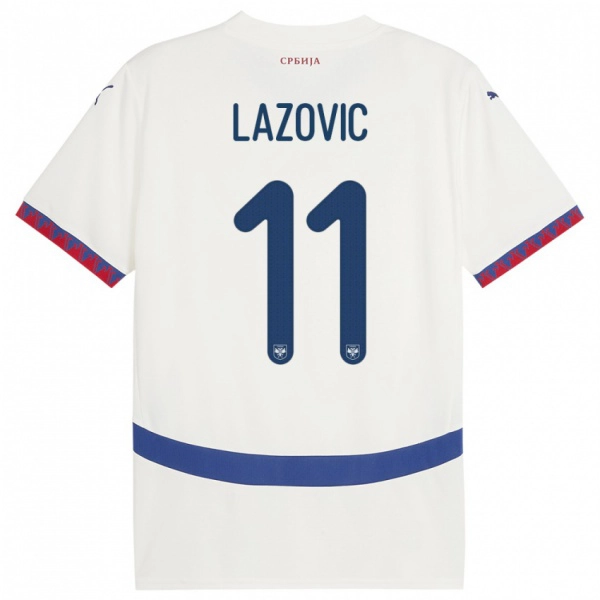ילדים סרביה Filip Lazovic #11 לבן הרחק ג'רזי 24-26 חולצה קצרה