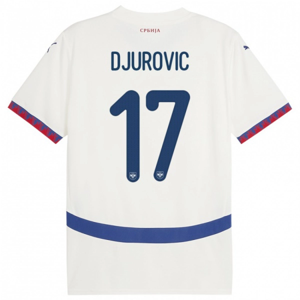 ילדים סרביה Stefan Djurovic #17 לבן הרחק ג'רזי 24-26 חולצה קצרה