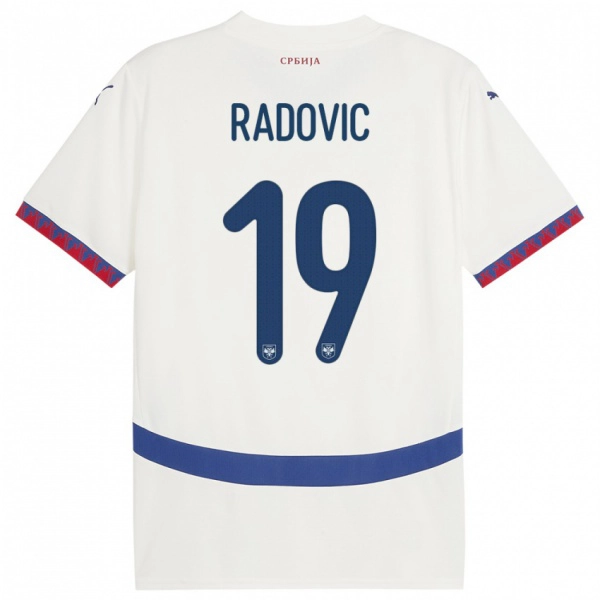 ילדים סרביה Dusan Radovic #19 לבן הרחק ג'רזי 24-26 חולצה קצרה