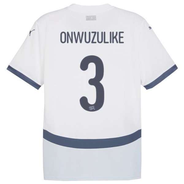 ילדים שווייץ Ifeanyichukwu Onwuzulike #3 לבן הרחק ג'רזי 24-26 חולצה קצרה