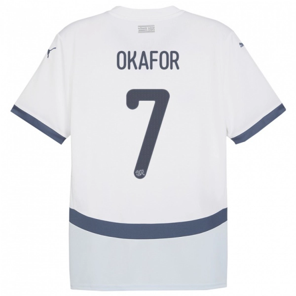 ילדים שווייץ Tobias Okafor #7 לבן הרחק ג'רזי 24-26 חולצה קצרה