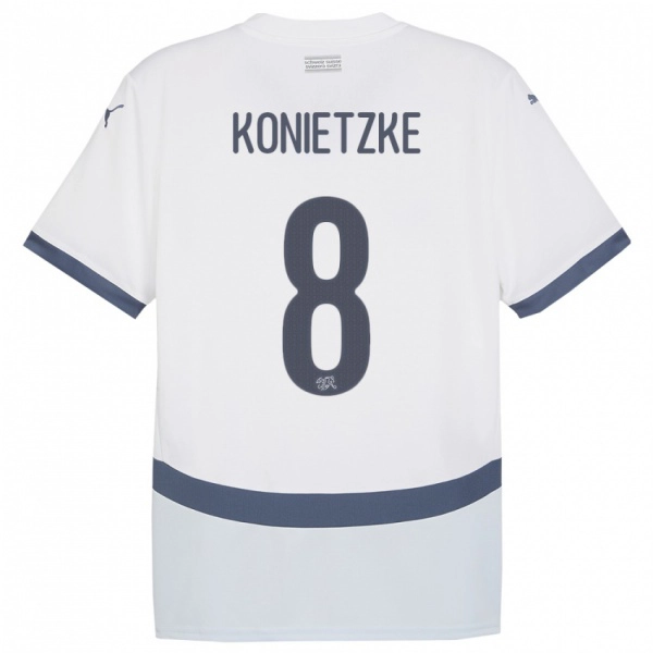ילדים שווייץ Corsin Konietzke #8 לבן הרחק ג'רזי 24-26 חולצה קצרה