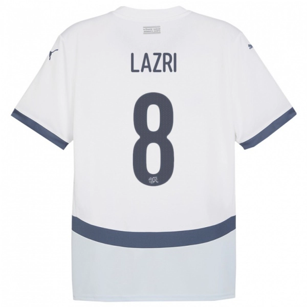 ילדים שווייץ Nico Lazri #8 לבן הרחק ג'רזי 24-26 חולצה קצרה