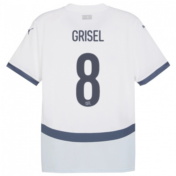 ילדים שווייץ Arno Grisel #8 לבן הרחק ג'רזי 24-26 חולצה קצרה