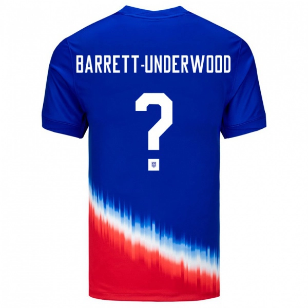 ילדים ארצות הברית Keehan Barrett-Underwood #0 כְּחוֹל הרחק ג'רזי 24-26 חולצה קצרה