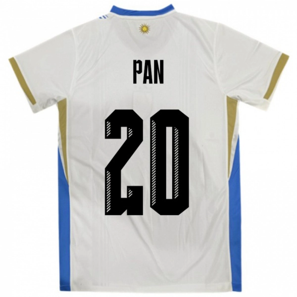 ילדים אורוגוואי Gonzalo Pan #20 לבן כחול הרחק ג'רזי 24-26 חולצה קצרה