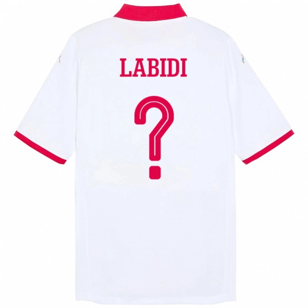 ילדים תוניסיה Ahmed Labidi #0 לָבָן הרחק ג'רזי 24-26 חולצה קצרה