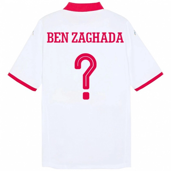 ילדים תוניסיה Mohamed Amine Ben Zaghada #0 לָבָן הרחק ג'רזי 24-26 חולצה קצרה