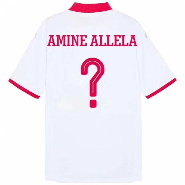 ילדים תוניסיה Mohamed Amine Allela #0 לָבָן הרחק ג'רזי 24-26 חולצה קצרה