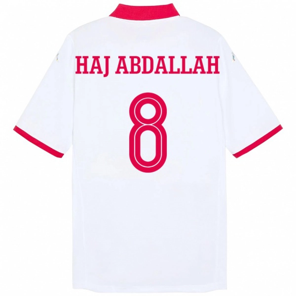 ילדים תוניסיה Saifedine Haj Abdallah #8 לָבָן הרחק ג'רזי 24-26 חולצה קצרה