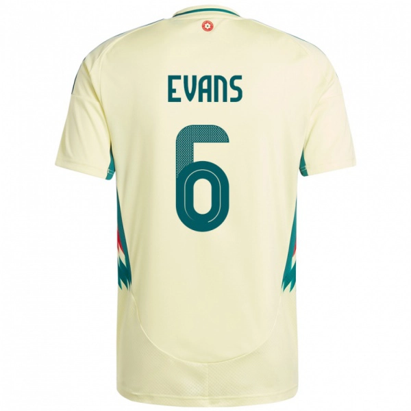 ילדים ויילס Louis Evans #6 בז' צהוב הרחק ג'רזי 24-26 חולצה קצרה