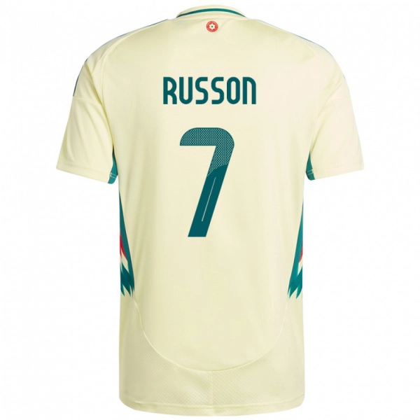 ילדים ויילס Will Russon #7 בז' צהוב הרחק ג'רזי 24-26 חולצה קצרה