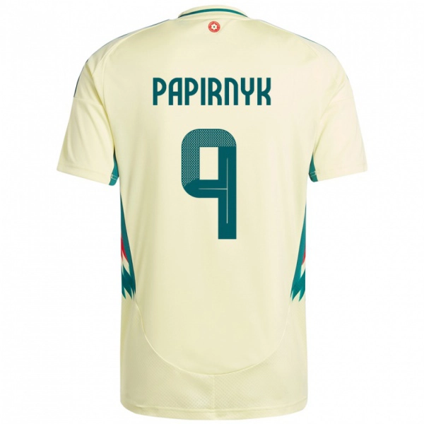 ילדים ויילס Leo Papirnyk #9 בז' צהוב הרחק ג'רזי 24-26 חולצה קצרה