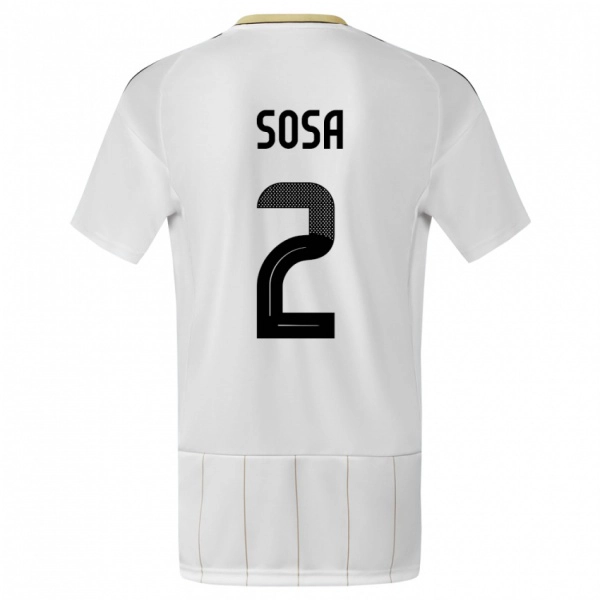 ילדים קוסטה ריקה Yerlan Sosa #2 לבן הרחק ג'רזי 24-26 חולצה קצרה