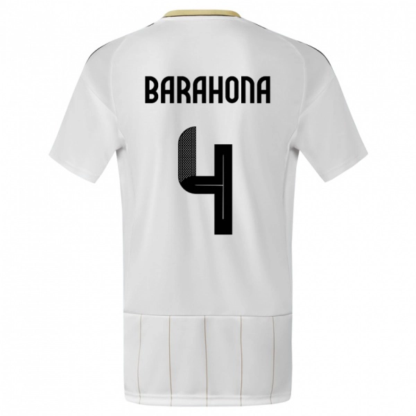 ילדים קוסטה ריקה Carlos Barahona #4 לבן הרחק ג'רזי 24-26 חולצה קצרה