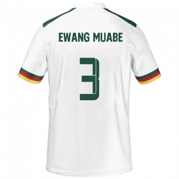ילדים קמרון Ebong Ewang Muabe #3 לָבָן הרחק ג'רזי 24-26 חולצה קצרה