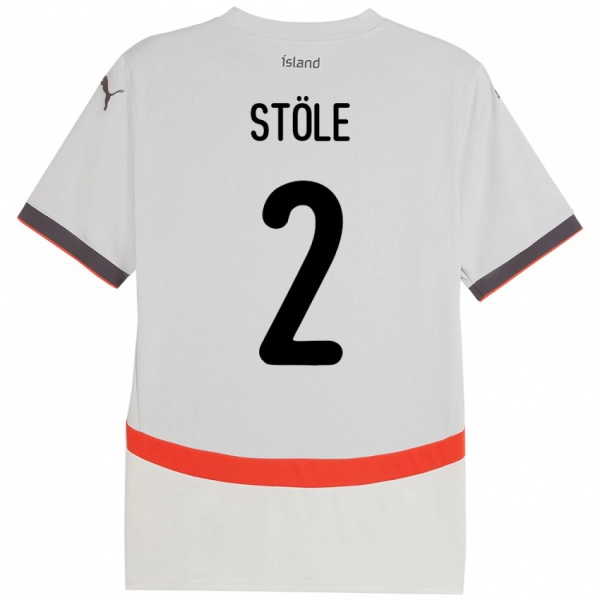 ילדים אִיסלַנד Ingimar Torbjörnsson Stöle #2 לָבָן הרחק ג'רזי 24-26 חולצה קצרה